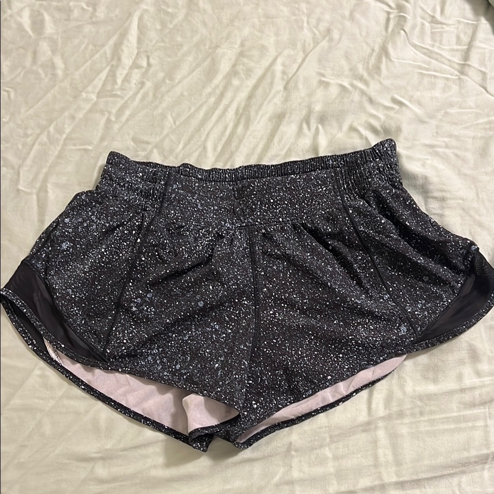 lululemon athletica Black and White Speckled Athletic Shorts